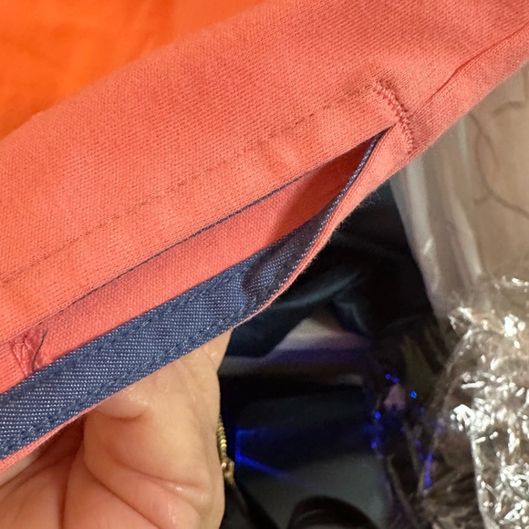 Lands' End Vibrant Coral Top with 3/4 Sleeves and Round Boat Neck. - Picture 4 of 5